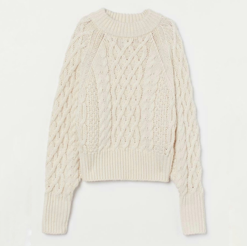 H&M Cable Knit Mockneck Pullover Sweater